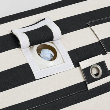 Air valve on the Poolboy Floata-Long in Black and White stripe.