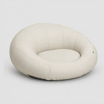 Poolboy Floata-Round in Cloud white, three-quarter view.