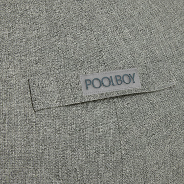 Woven Poolboy label on the Poolboy Floata-Round in Mist grey.