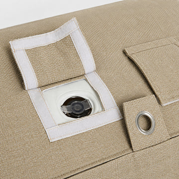 Air valve on the Poolboy Floata-Round in Natural beige.