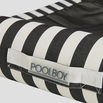 Woven Poolboy label on the Poolboy Sinka-Bit in Black and White stripe.
